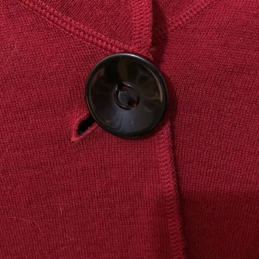 Vintage pure wool cardigan tailored red black sweater wide 3/4 sleeve button XL - Picture 4 of 8